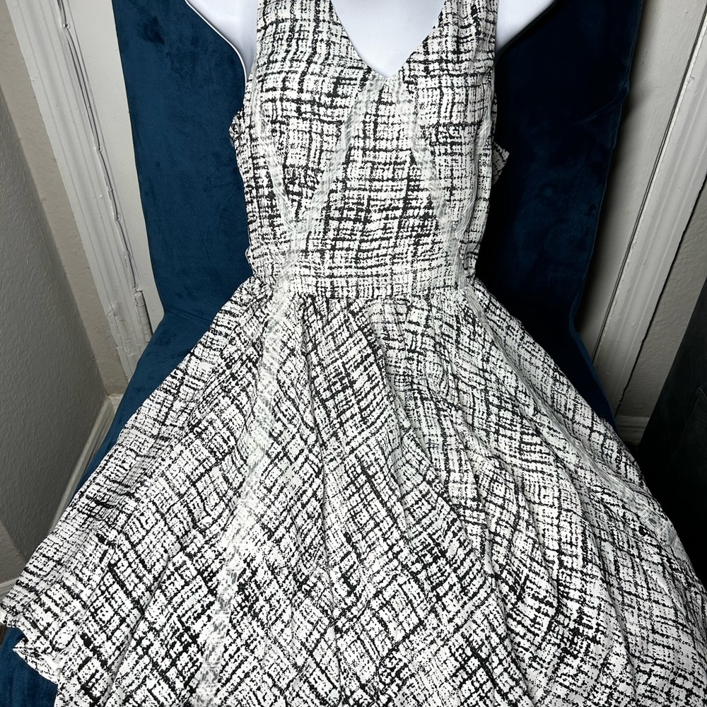 Greylin Black and White Sleeveless A-Line Mini Dress size S